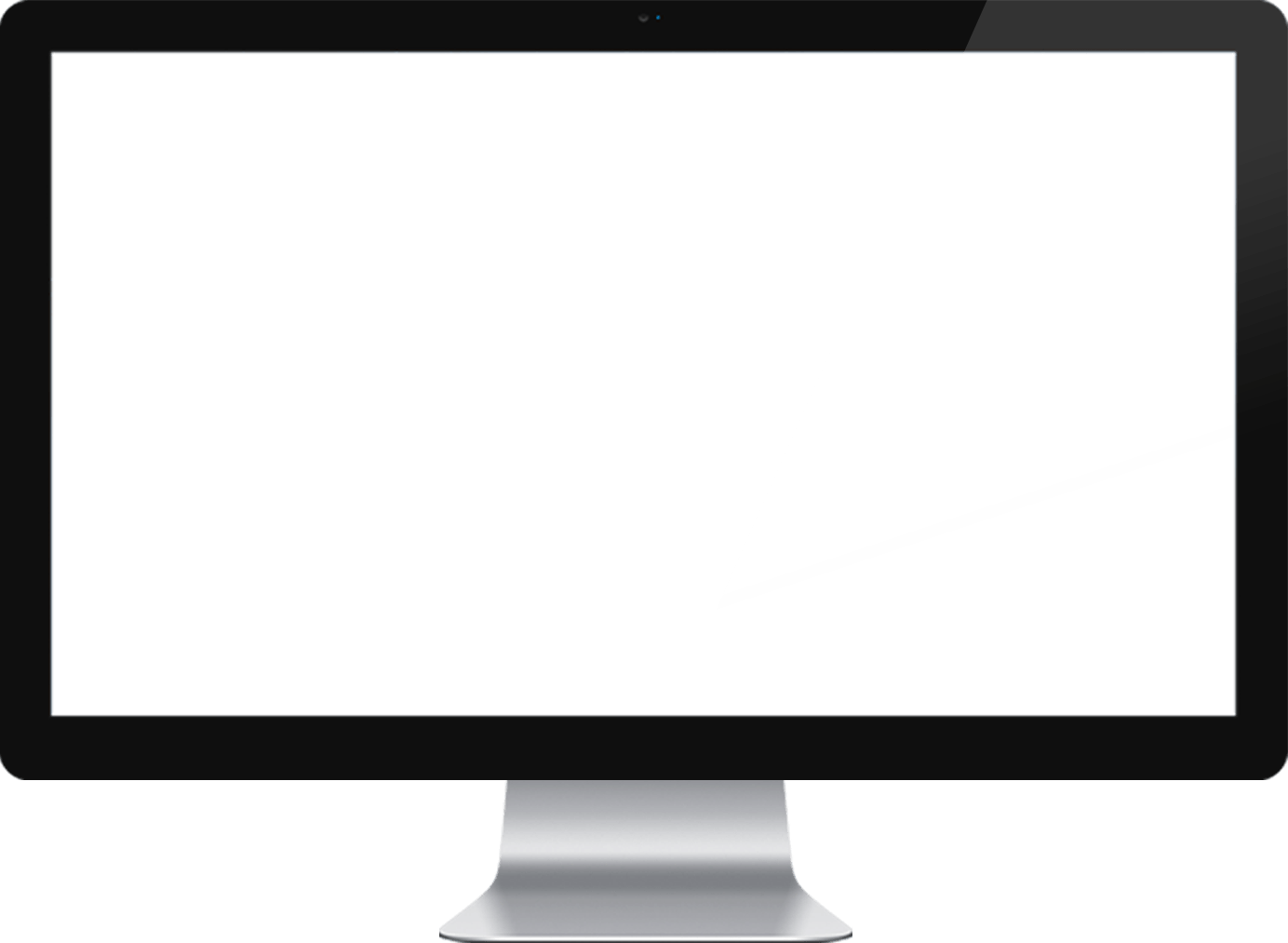 Blank computer monitor mockup with a soft gray and white geometric screen graphic, minimalist and airy
